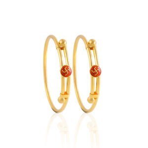 916 Gold Swastik Design Baccha Kadli - BK37